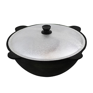 Казан 12,0 л чугунный Узбекский, круглое дно, с крышкой арт. KZN012KD 