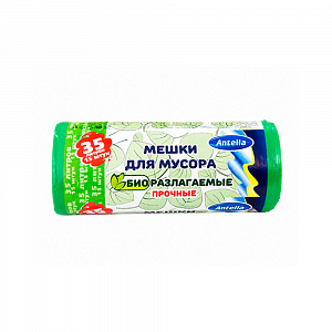 Мешки для мусора 35 л 15 шт 22 мкм/LPDE/биоразлогаемые, прочные, арт. 25303_Антелла 
