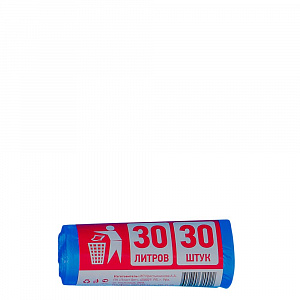 Мешки для мусора (син.) 30 л 30 шт. в рулоне, ПластОпт 6 мкм 