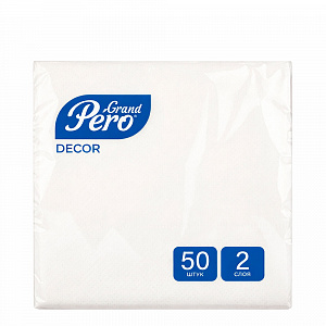 Салфетки бум 50шт  24х24 2сл  БЕЛЫЕ GrandPero Decor арт. 1954 