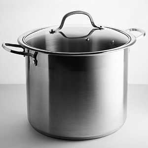 Кастрюля нерж. 12,0 л 26*22 см стекл. крышка арт. ВЕ-128-12L 