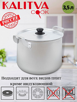 АЛ_ПОВАРСКАЯ Кастрюля 3,5 л мет. руч, мет.крышка пласт. пипка арт.14035, 140356, 2414035 Калитва 