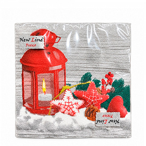 Салфетки бумажные 20 л "NEW LINE" FRESCO, 33*33см 2-х слойн.,НОВОГОДНИЕ в ассортименте 