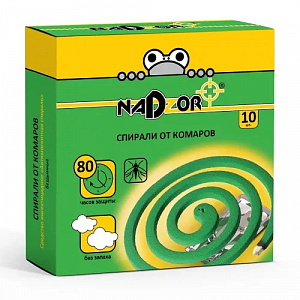 Спирали от комаров без запаха/малодымные по 10 шт NADZOR/60уп (зеленые) ISM004C 