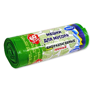 Мешки для мусора 60 л 10 шт 26 мкм/HDPE/ биоразлагаемые, прочные арт. 25310_Антелла 