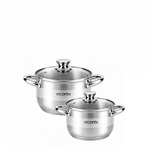Набор посуды нерж VICONTE 4 пр (2,0л, 3,0л) с крыш, арт. VC-80402S 