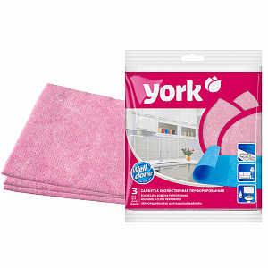 Салфетка вискоза 3 шт 34*35 см  "YORK" перфорированная арт.2003/G0075 (М-12) 020030 