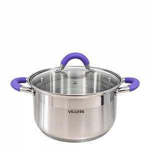 Кастрюля нерж 4,0 л VICONTE ст. крыш  арт. VC-08913s 