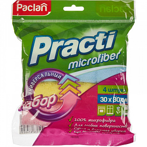 Салфетка микрофибра 4 шт 30*30 см PACLAN PRACTI арт. 410261 