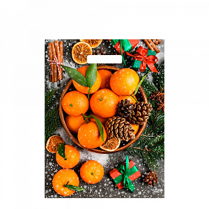 Пакет с выр. руч. "Мандарины" 40*31см НОВЫЙ ГОД лам. 00-13617 (по 50 шт) 