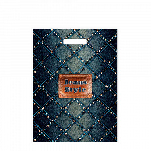 Пакет с выр. руч. "Джинсовый бутик" 45*34см ПНД   арт.9650 ( по 50 шт) 