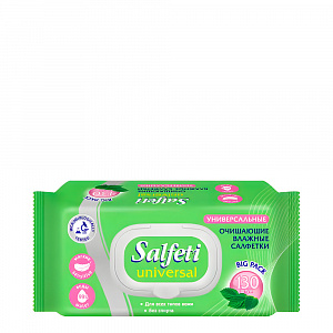 Салфетки влажные SALFETI №130 очищающие универсальные с клапаном Universal арт. 72952 